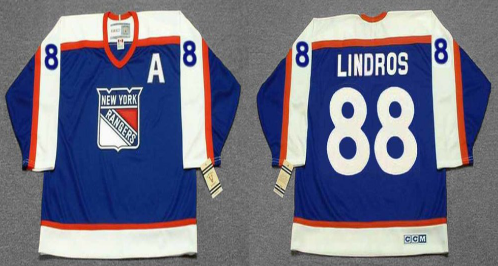 2019 Men New York Rangers #88 Lindros blue style CCM NHL jerseys